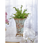 Ваза голубого цвета из фарфора с цветочным рисунком и бронзовой стрекозой Blue Garden варинант исполнения - 5 | Loft Concept в Липецке