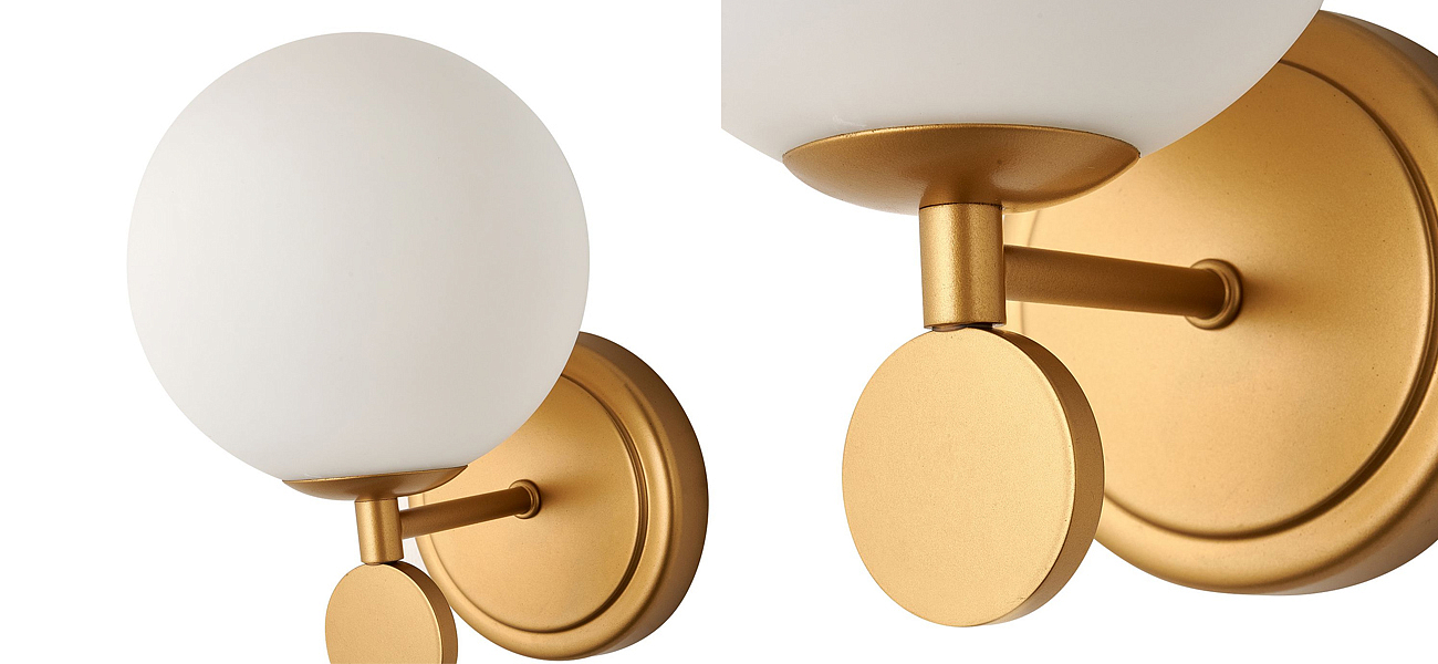 Бра с белым круглым плафоном Glowing Clouds Gold Бра с белым круглым плафоном Glowing Clouds Gold - Loft-Concept в Липецке