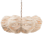 Круглая люстра волнистой формы с декором из круглых деревянных бусин White Wooden Beads Chandelier варинант исполнения - 1 | Loft Concept в Липецке