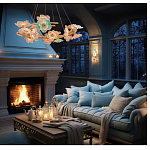 Люстра круглая на золотом каркасе с цветочным декором Miscellaneous herbs варинант исполнения - 6 | Loft Concept в Липецке