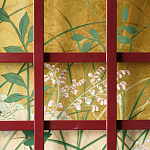 Обои ручная роспись The Plain of Musashi Original colourway on painted Xuan paper with gold ombre варинант исполнения - 2 | Loft Concept в Липецке