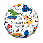 Пуф детский круглый с принтом на 4-х белых ножках Dinosaurs CHILDHOOD варинант исполнения - 2 | Loft Concept в Липецке
