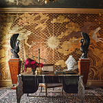 Обои ручная роспись в стиле Арт-деко Deco Dawn Bas Relief on Deep Rich Gold gilded paper варинант исполнения - 1 | Loft Concept в Липецке