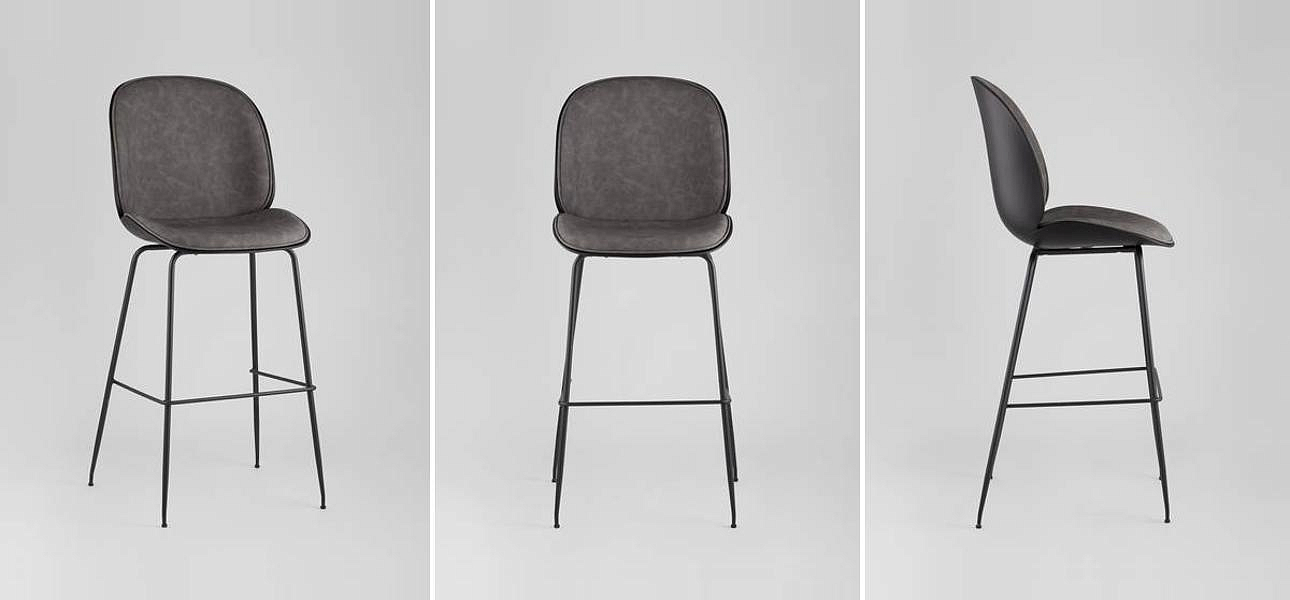 Стул Барный Винтажная Серая Экокожа Vendramin Bar Chair Стул Барный Винтажная Серая Экокожа Vendramin Bar Chair - Loft-Concept в Липецке
