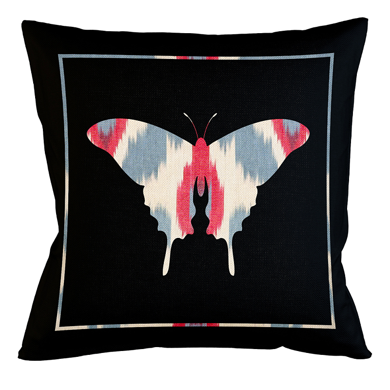 Подушка декоративная бабочка с узором красного и серого цвета Ikat Pattern Синий Бежевый Черный Зеленый Подушка декоративная бабочка с узором красного и серого цвета Ikat Pattern Синий Бежевый Черный Зеленый в Липецке | Loft Concept