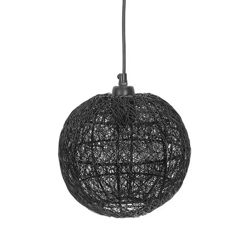 Подвесной светильник с плетеным металлическим абажуром в форме шара Wicker Iron Lamp Черный Подвесной светильник с плетеным металлическим абажуром в форме шара Wicker Iron Lamp Черный в Липецке | Loft Concept