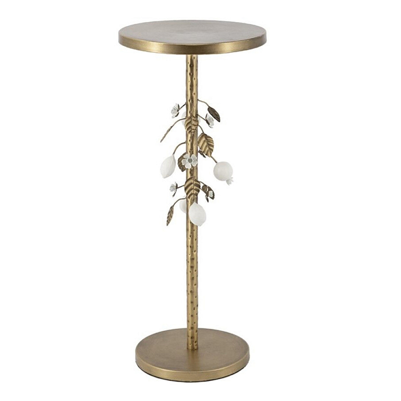 Столик золотистый с цветочной композицией на основании Forest Fairy Tale Золотой Белый в Липецке | Loft Concept 
