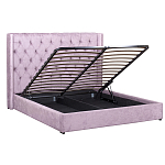 Кровать двуспальная фиолетовая с основанием из массива дерева с мягким изголовьем Velour Beds варинант исполнения - 2 | Loft Concept в Липецке