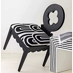 Дизайнерский стул с круглой деревянной спинкой Black and White Clover варинант исполнения - 6 | Loft Concept в Липецке