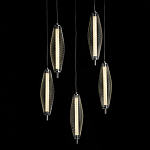 Люстра круглая каскадня с 5-ю плафонами из металлической сетки Mesh Lampshade Lighting варинант исполнения - 3 | Loft Concept в Липецке