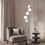 Торшер на золотом основании с 5-ю белыми шарообразными плафонами Bubble варинант исполнения - 4 | Loft Concept в Липецке