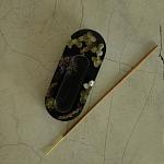 Подставка под благовония из эпоксидной смолы с цветами черная Epoxy Resin Flowers Incense Oval Stand Black варинант исполнения - 3 | Loft Concept в Липецке