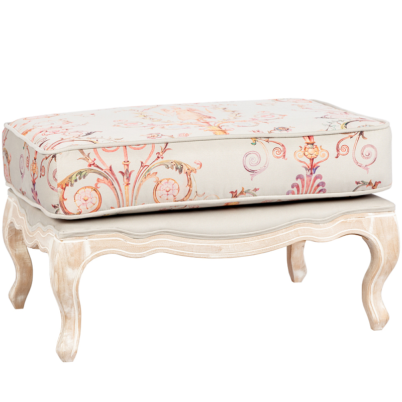 Мягкая банкетка из массива бука серая с растительным орнаментом Raffael Grey Floral Banquette Светло-серый Бежевый Мульти Мягкая банкетка из массива бука серая с растительным орнаментом Raffael Grey Floral Banquette Светло-серый Бежевый Мульти в Липецке | Loft Concept