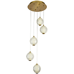 Каскадная люстра с 5-ю плафонами из акрила в виде шара Felice Chandelier Brass варинант исполнения - 1 | Loft Concept в Липецке