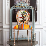 Стул бежевый в разноцветную полоску из натурального бука с изображением птиц и цветов Blooming Yellow Red Birds Colorful Stripes Chair варинант исполнения - 4 | Loft Concept в Липецке