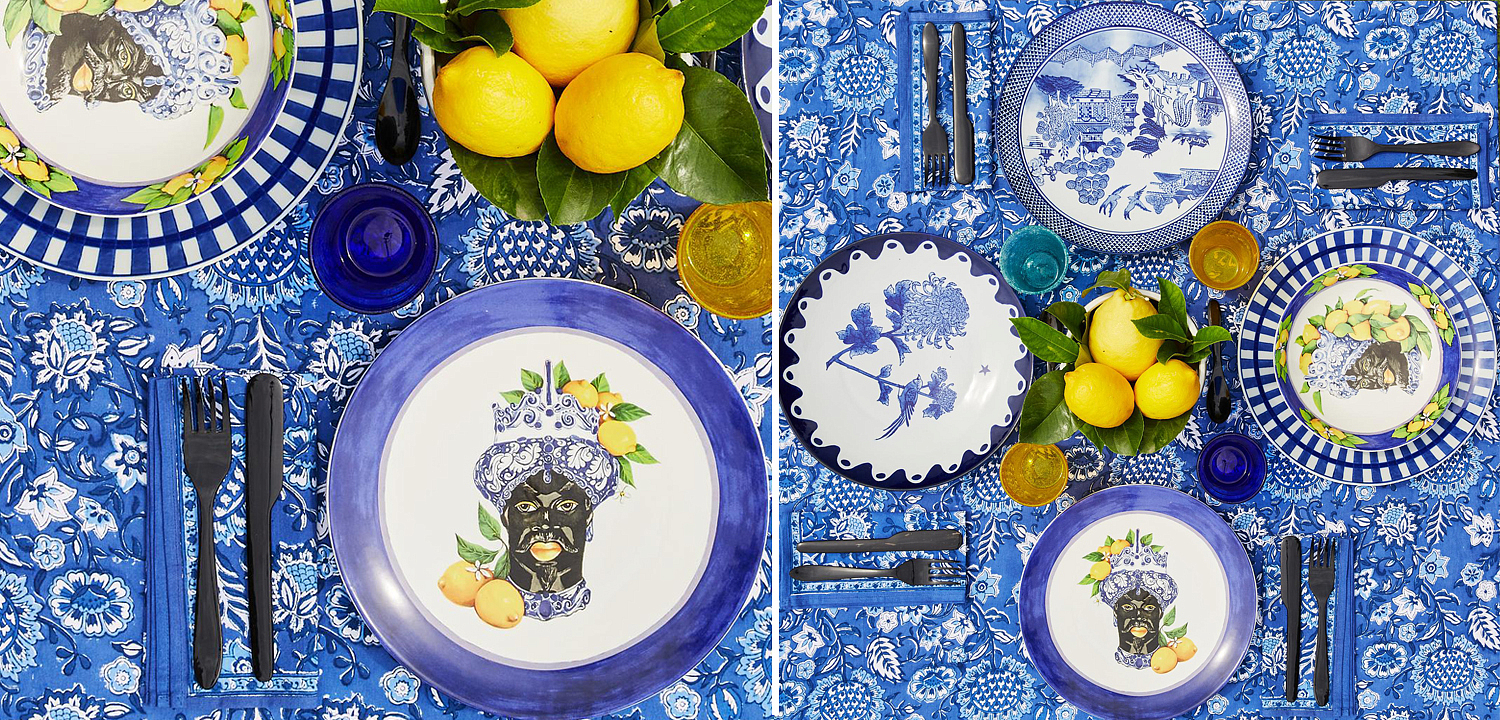 Тарелка Abhika PLATE MORO HEAD D 28,5 Blue Тарелка Abhika PLATE MORO HEAD D 28,5 Blue - Loft-Concept в Липецке