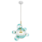 Подвесной светильник с прозрачными бирюзовыми стеклянными шарами и золотыми деталями Диаметр 46 Giopato & Coombes варинант исполнения - 1 | Loft Concept в Липецке