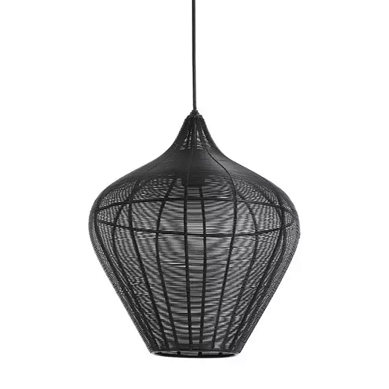 Подвесной светильник в форме купола с плетеным металлическим абажуром Wicker Iron Lamp Черный Подвесной светильник в форме купола с плетеным металлическим абажуром Wicker Iron Lamp Черный в Липецке | Loft Concept