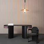 Дизайнерский письменный стол овальной формы с 2-мя выдвижными ящиками по бокам Parsec варинант исполнения - 1 | Loft Concept в Липецке