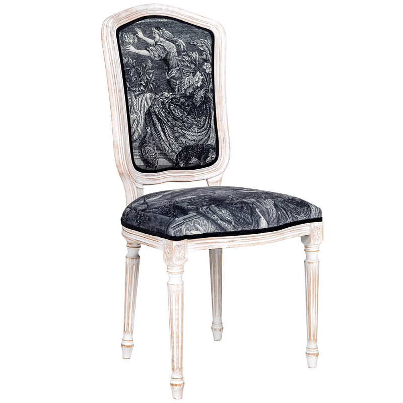 Стул Blois Stool Черно-белый Белый винтажная патина Стул Blois Stool Черно-белый Белый винтажная патина в Липецке | Loft Concept