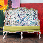 Диван из натурального бука бежевый с изображением птиц и цветов Beige Green Chinoiserie Garden Sofa варинант исполнения - 11 | Loft Concept в Липецке