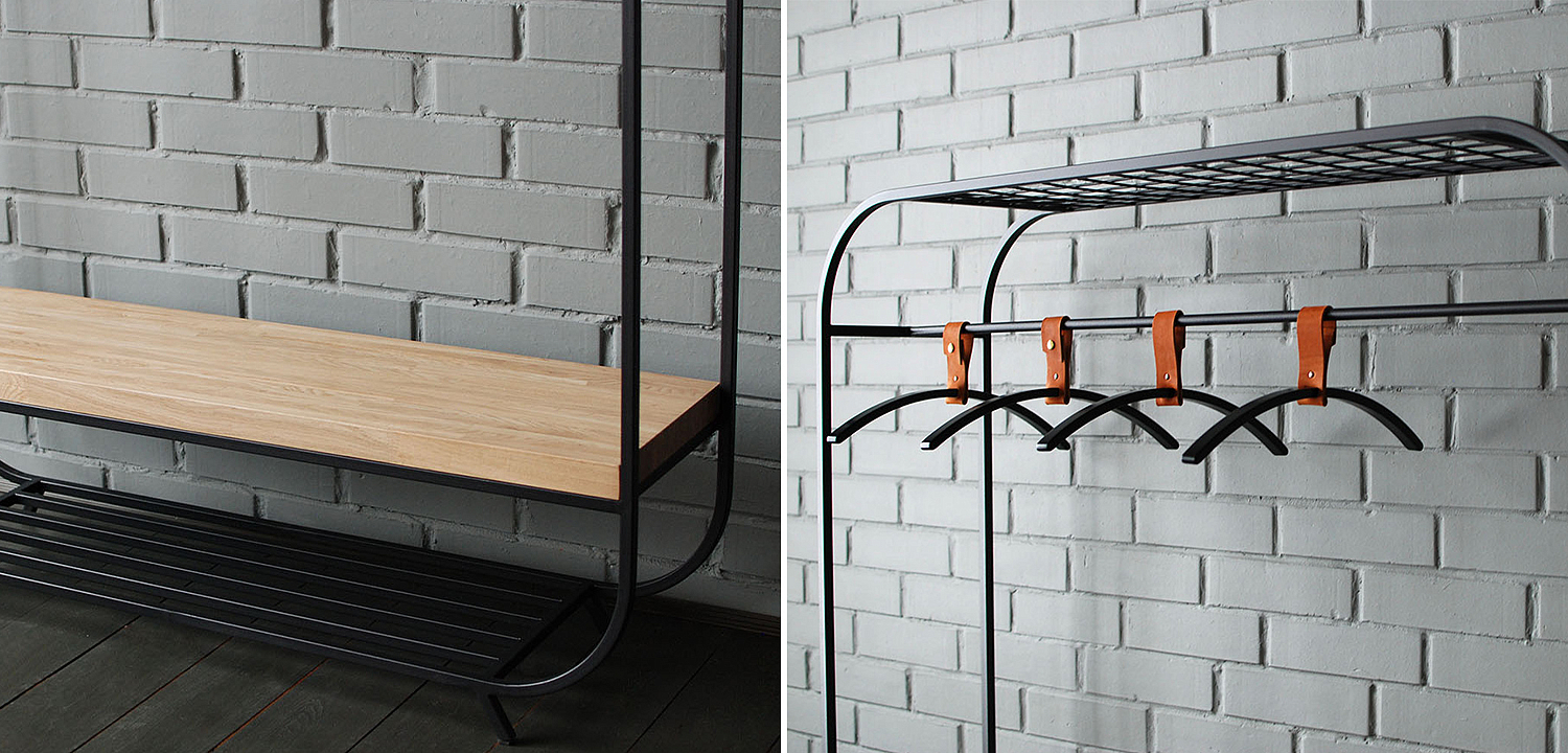 Рейл Jethro Industrial Metal Rust Clothes Rail Black Рейл Jethro Industrial Metal Rust Clothes Rail Black - Loft-Concept в Липецке