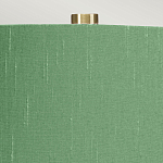 Настольная лампа с белым фигурным основанием на латунном основании и зеленым тканевым конусным абажуром Elstead Lighting варинант исполнения - 2 | Loft Concept в Липецке