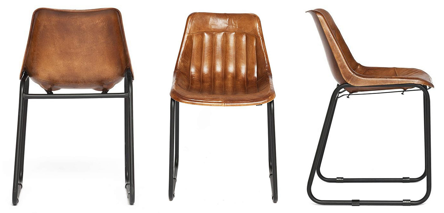 Стул из кожи буйвола Industrial leather dining chair - Loft-Concept в Липецке