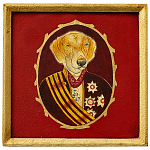 Картина в квадратной раме Chinoiserie Labrador Dog Red Portrait варинант исполнения - 1 | Loft Concept в Липецке
