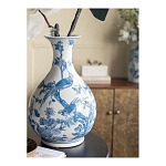 Ваза с мотивами цветущего сада с попугаями Blue Vase Inspired by Nature варинант исполнения - 6 | Loft Concept в Липецке