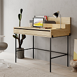 Стол письменный с выдвижным ящиком цвета древесины LEILA WORKING TABLE OAK ANTHRACITE варинант исполнения - 3 | Loft Concept в Липецке