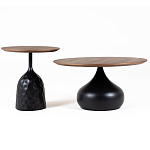 Столик журнальный с круглой деревянной столешницей на черном фактурном основании Bourgeon варинант исполнения - 3 | Loft Concept в Липецке