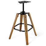 Барный стул со спинкой и металлической подставкой на 4-х деревянных ножках Зеленый Велюр Vendramin Chair варинант исполнения - 4 | Loft Concept в Липецке