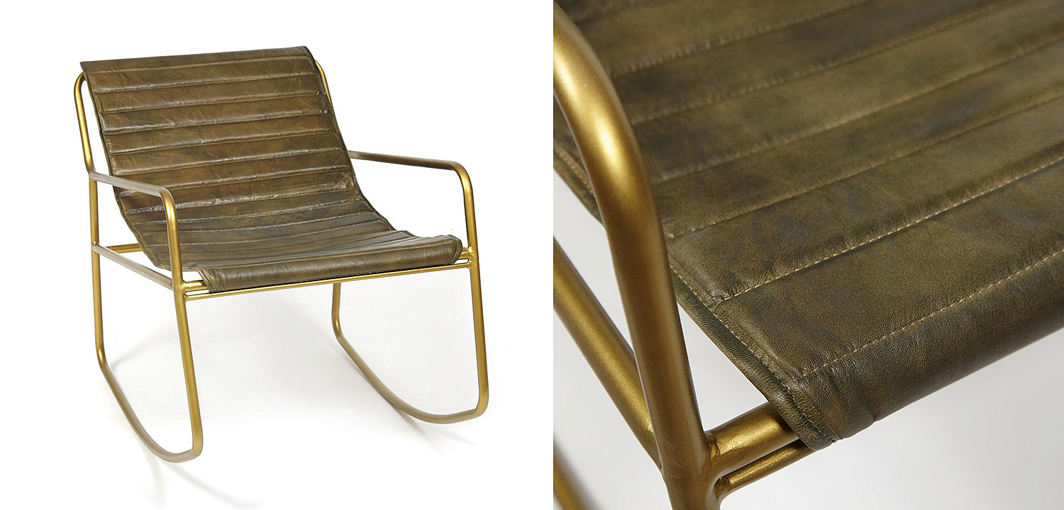 Кресло-качалка Industrial buffalo leather rocking chair Кресло-качалка Industrial buffalo leather rocking chair - Loft-Concept в Липецке