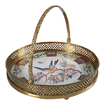 Блюдо фарфоровое с бронзовой ручкой Paradise Dish with Handle варинант исполнения - 1 | Loft Concept в Липецке