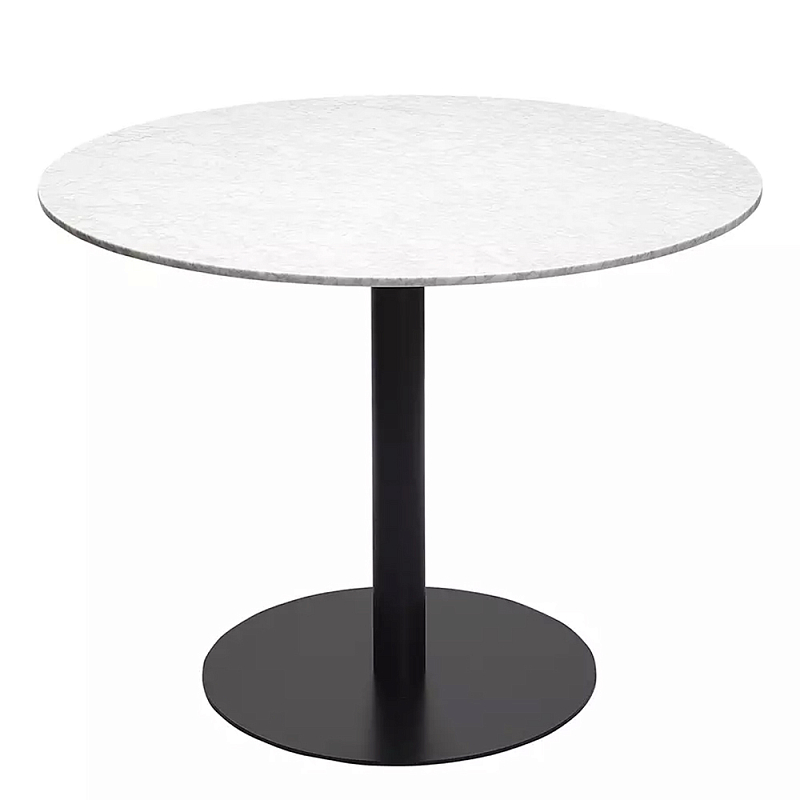 Круглый обеденный стол с белой мраморной столешницей White Tabletop on Black Base Белый Черный Круглый обеденный стол с белой мраморной столешницей White Tabletop on Black Base Белый Черный в Липецке | Loft Concept