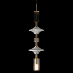 Подвесной светильник с белыми стеклянными элементами и бронзовыми вставками Высота 90 см Gabriel Scott Luna варинант исполнения - 6 | Loft Concept в Липецке