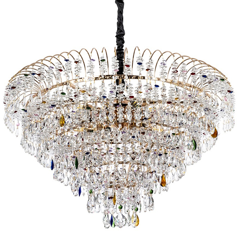 Люстра с прозрачными и цветными подвесками из хрусталя Colorful Crystals Chandelier 18 Золотой Прозрачное Стекло Мульти Люстра с прозрачными и цветными подвесками из хрусталя Colorful Crystals Chandelier 18 Золотой Прозрачное Стекло Мульти в Липецке | Loft Concept