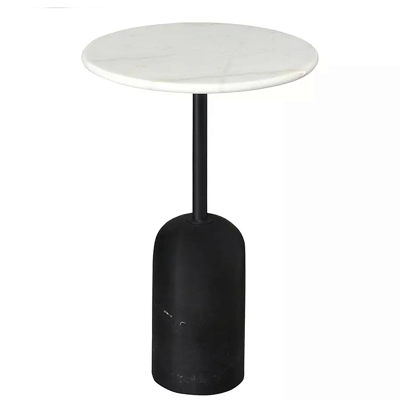 Кофейный столик с белой мраморной столешницей на черном основании Tall Coffee Black and White Table Белый Черный Кофейный столик с белой мраморной столешницей на черном основании Tall Coffee Black and White Table Белый Черный в Липецке | Loft Concept