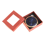 Зеркало карманное круглое двухстороннее из натурального камня Содалит в подарочной упаковке Gold Stone Mirrors варинант исполнения - 3 | Loft Concept в Липецке