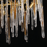 Люстра линейная золотого цвета с декоративными ветвями и длинными стеклянными подвесками в форме сосулек Droplet Chandelier варинант исполнения - 5 | Loft Concept в Липецке