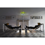 Дизайнерское кресло на металлическом каркасе с подставкой для ног Poltronova Mies Armchair варинант исполнения - 12 | Loft Concept в Липецке