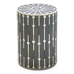 Приставной круглый столик с инкрустацией Mandika Bone Inlay Gray варинант исполнения - 2 | Loft Concept в Липецке