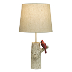 Настольная лампа с тканевым абажуром и основанием в виде птицы на дереве Simurq варинант исполнения - 1 | Loft Concept в Липецке