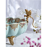 Чаша из голубого фарфора на бронзовых ножках с рисунком цветов и фигурками стрекоз Blue Garden варинант исполнения - 6 | Loft Concept в Липецке