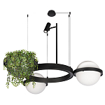 Подвесной светильник с 2-мя шарообразными плафонами и цилиндрическим спотом Light of Еyes варинант исполнения - 6 | Loft Concept в Липецке