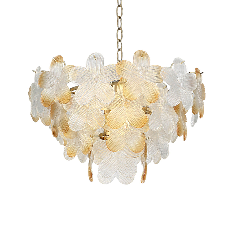 Люстра конусообразная с цветочными мотивами Light Floral Glow Прозрачный Янтарный Золотой в Липецке | Loft Concept 