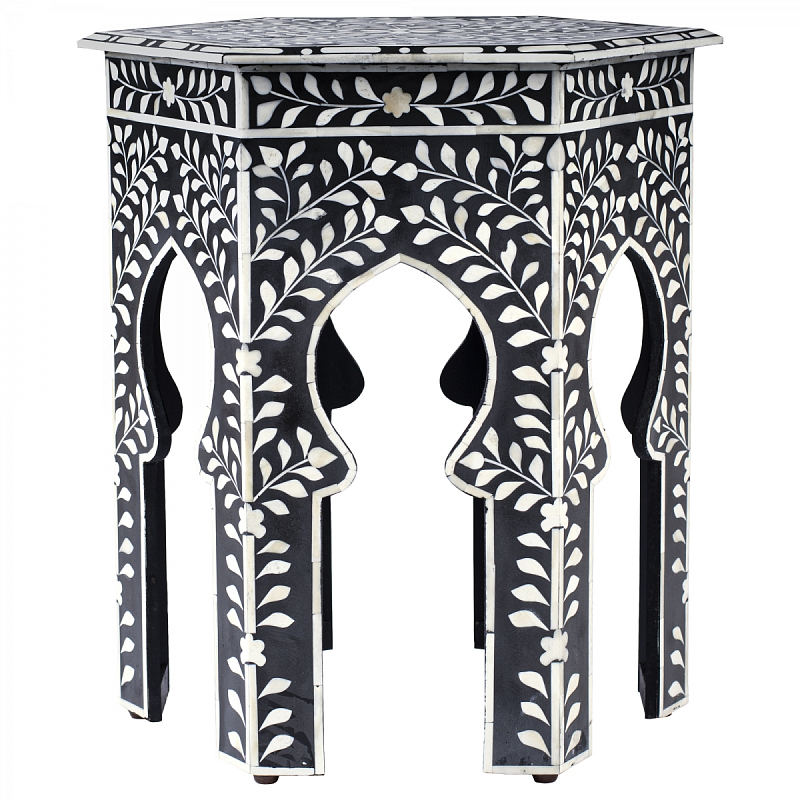 Табурет Inlaid Bone East Черный Белый Табурет Inlaid Bone East Черный Белый в Липецке | Loft Concept