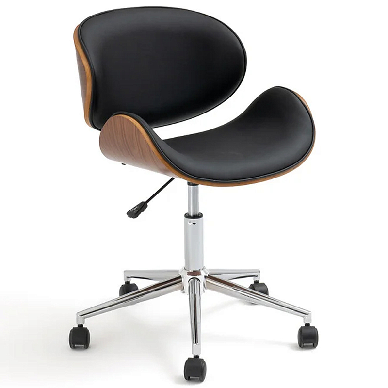 Вращающееся кресло на колёсах Morris Chair Коричневый Черный Хром в Липецке | Loft Concept 