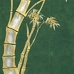 Обои ручная роспись Bamboo Golden on Edo Green India tea paper варинант исполнения - 2 | Loft Concept в Липецке
